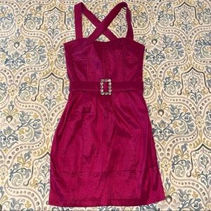 Jessica McClintock jewel belt dark pink mini dress